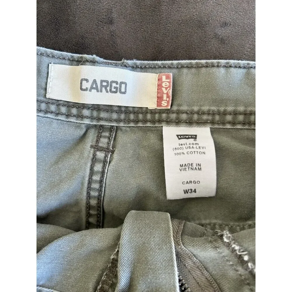 VTG Levis Cargo Shorts mens 34 Baggy kahki grunge y2k khaki utility Cotton